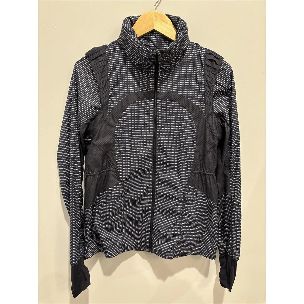 Lululemon Vent It Out Jacket Double Dot Navy Blue Lullaby / Navy Blue Size 6 - Picture 7 of 14